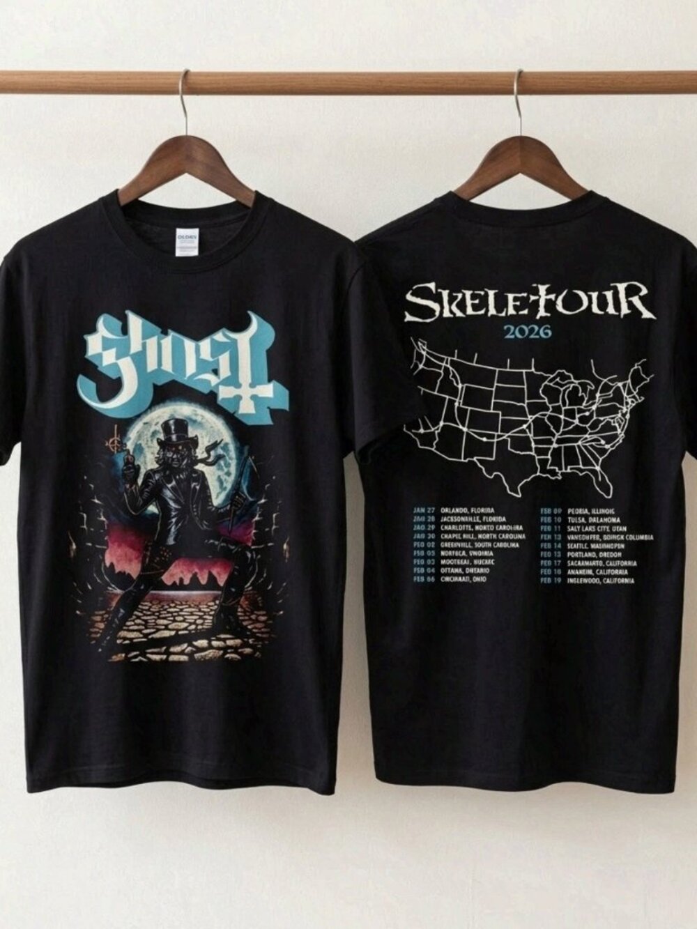 Ghost SkeleTour 2026 Heavy Metal Black T-Shirt Reprint